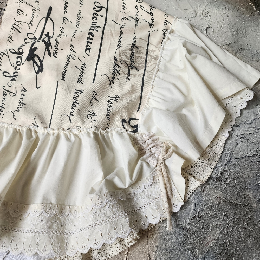 Maxi Skirt Shabby Upcycled Antique Lace Vintage Linen Patched Hand-distressing - Picture 7 of 17